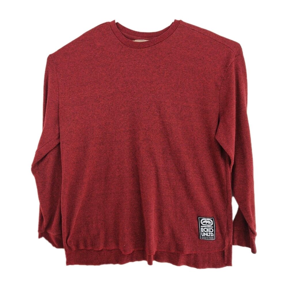 Vintage Y2K ECKO unltd. men's crew-neck pullover sweater, 3XL, red, long sleeves